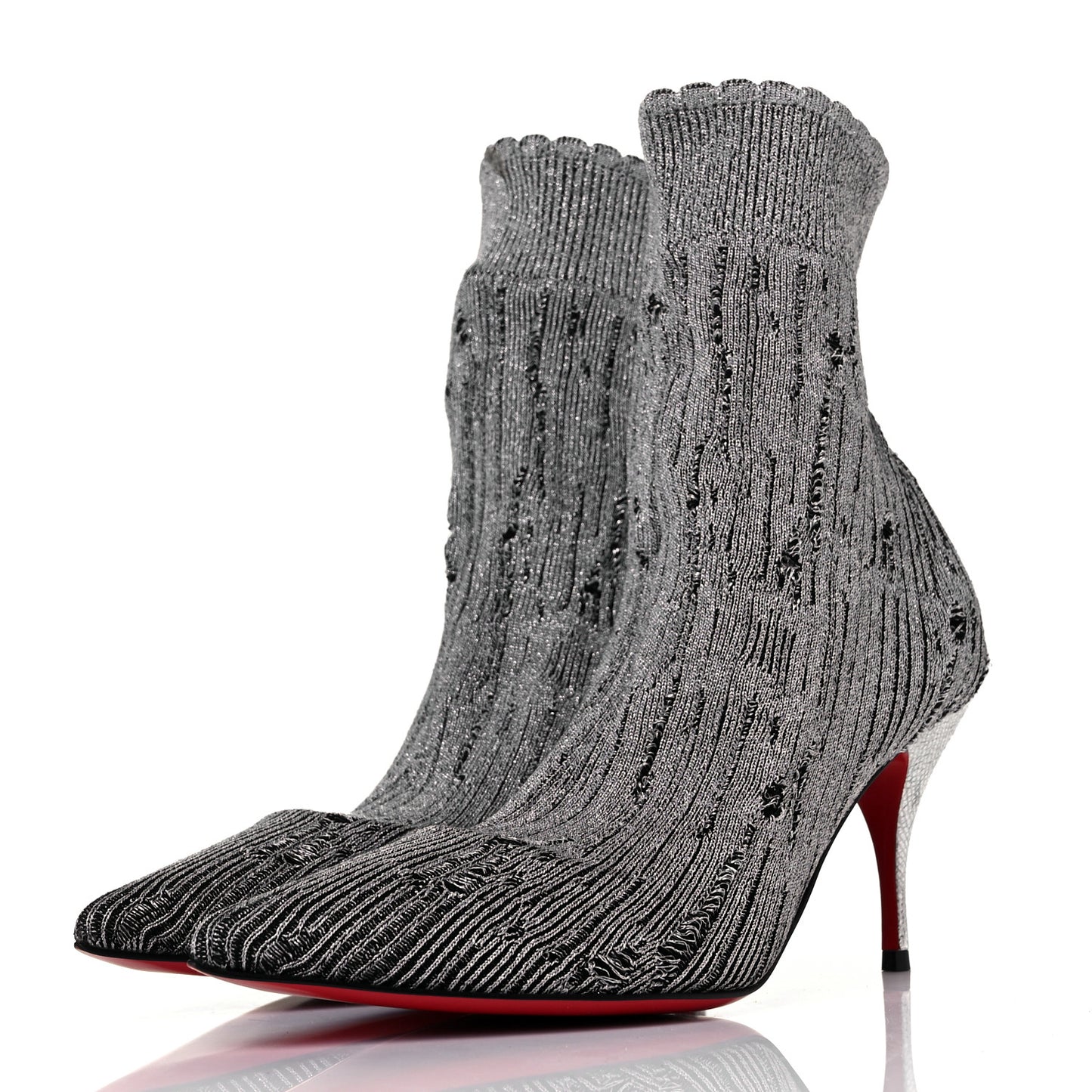 Tricot Lurex Sandrine 80 Sock Ankle Boots 36.5 Grey