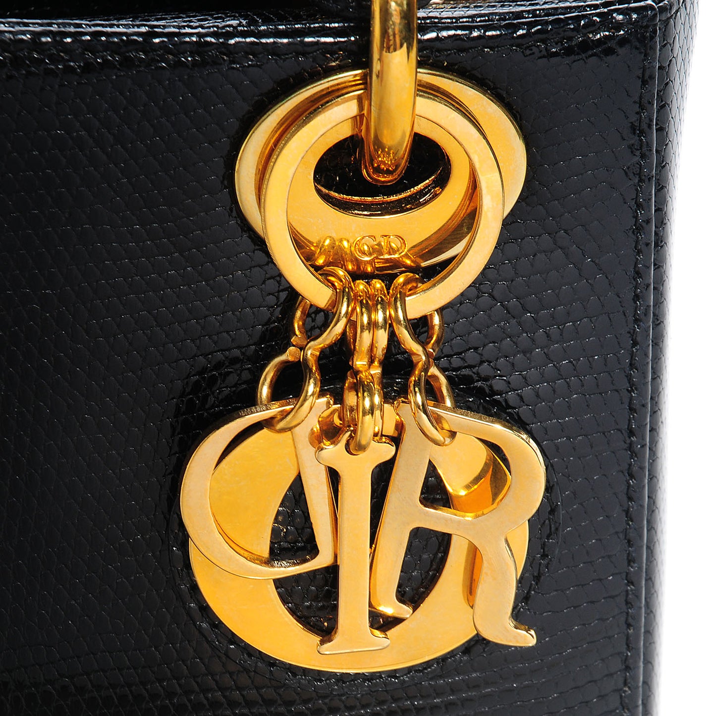 Lizard Micro Lady Dior Black