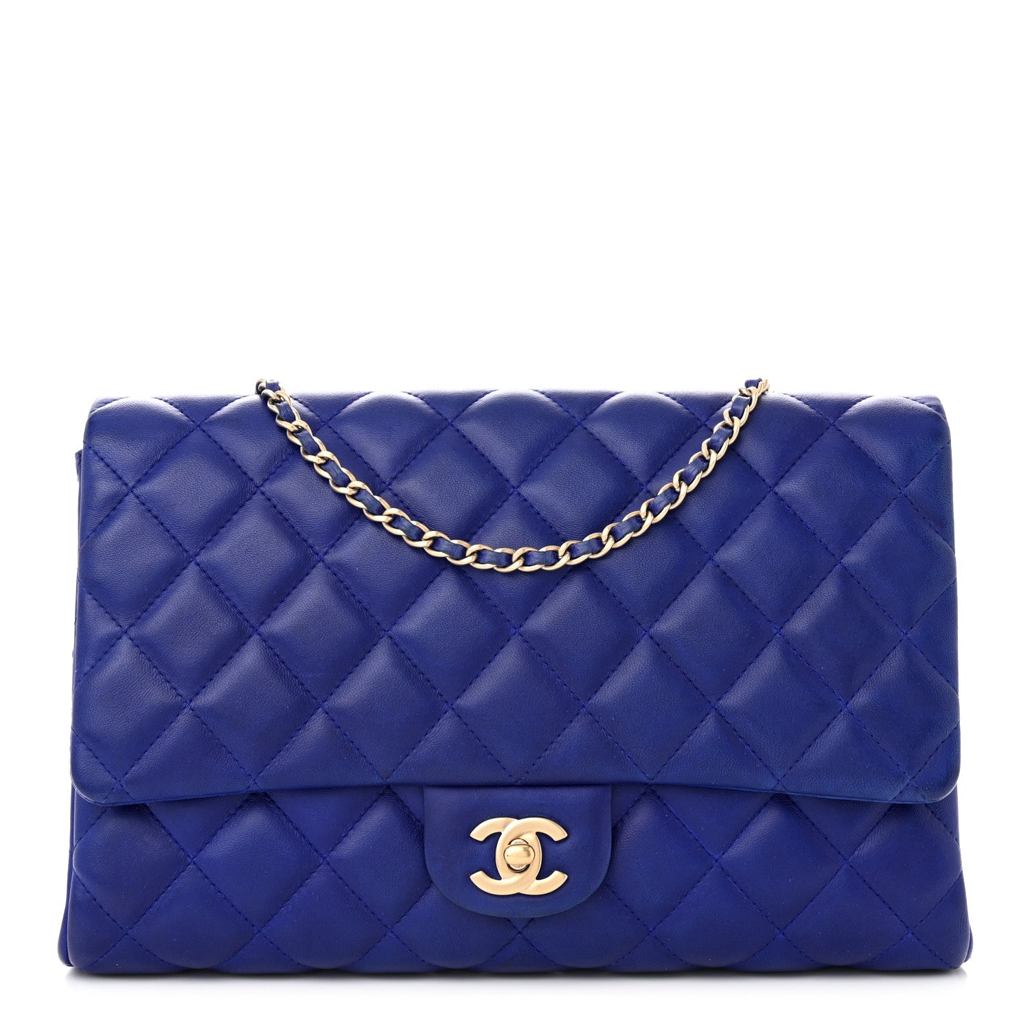 Chanel Lambskin Quilted Clutch with Chain Flap Blue 1 of 11