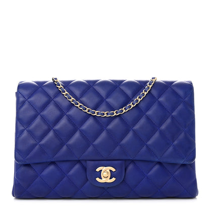 Chanel Lambskin Quilted Clutch with Chain Flap Blue 1 of 11