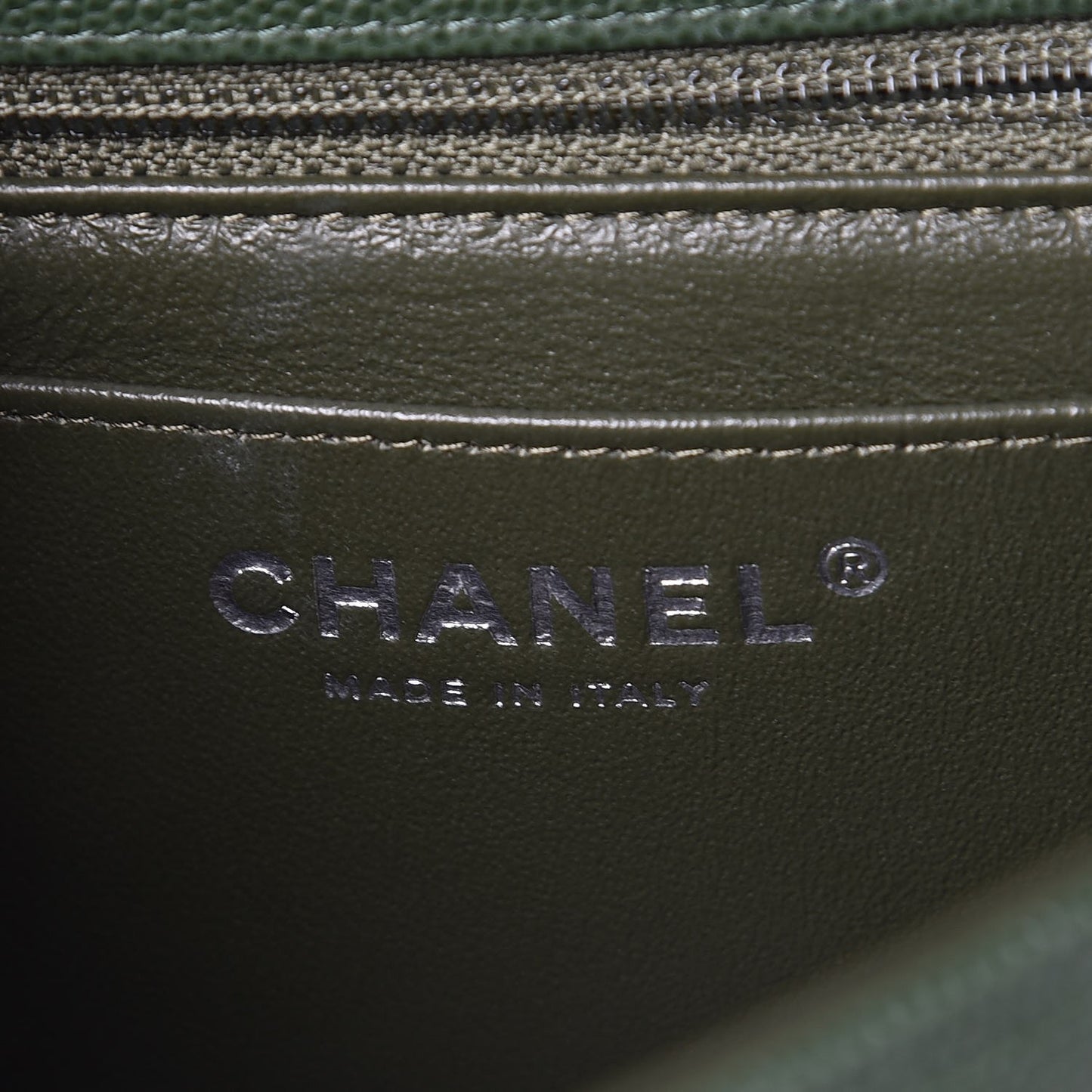 Caviar Quilted Mini Rectangular Flap Green