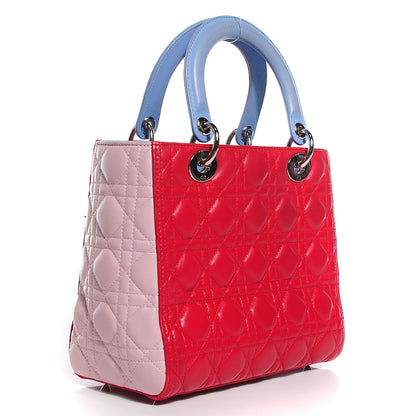 Christian Dior Lambskin Cannage Medium Tri-Color Lady Dior Red 3 of 9