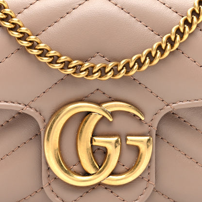 Gucci Calfskin Matelasse Super Mini GG Marmont Shoulder Bag Porcelain Rose 8 of 10