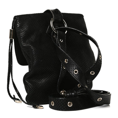 Jimmy Choo Snakeskin Embossed Calfskin Crossbody Black 3 of 15