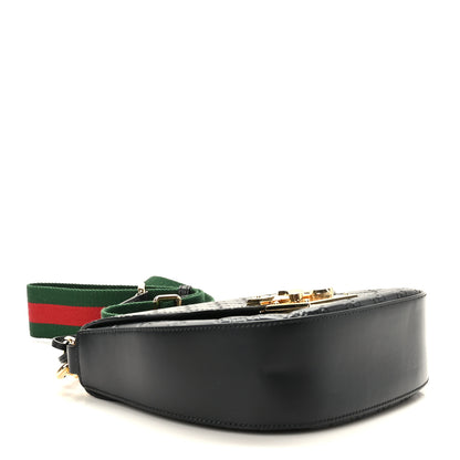 Gucci Guccissima Web Medium Padlock Messenger Shoulder Bag Black 4 of 9