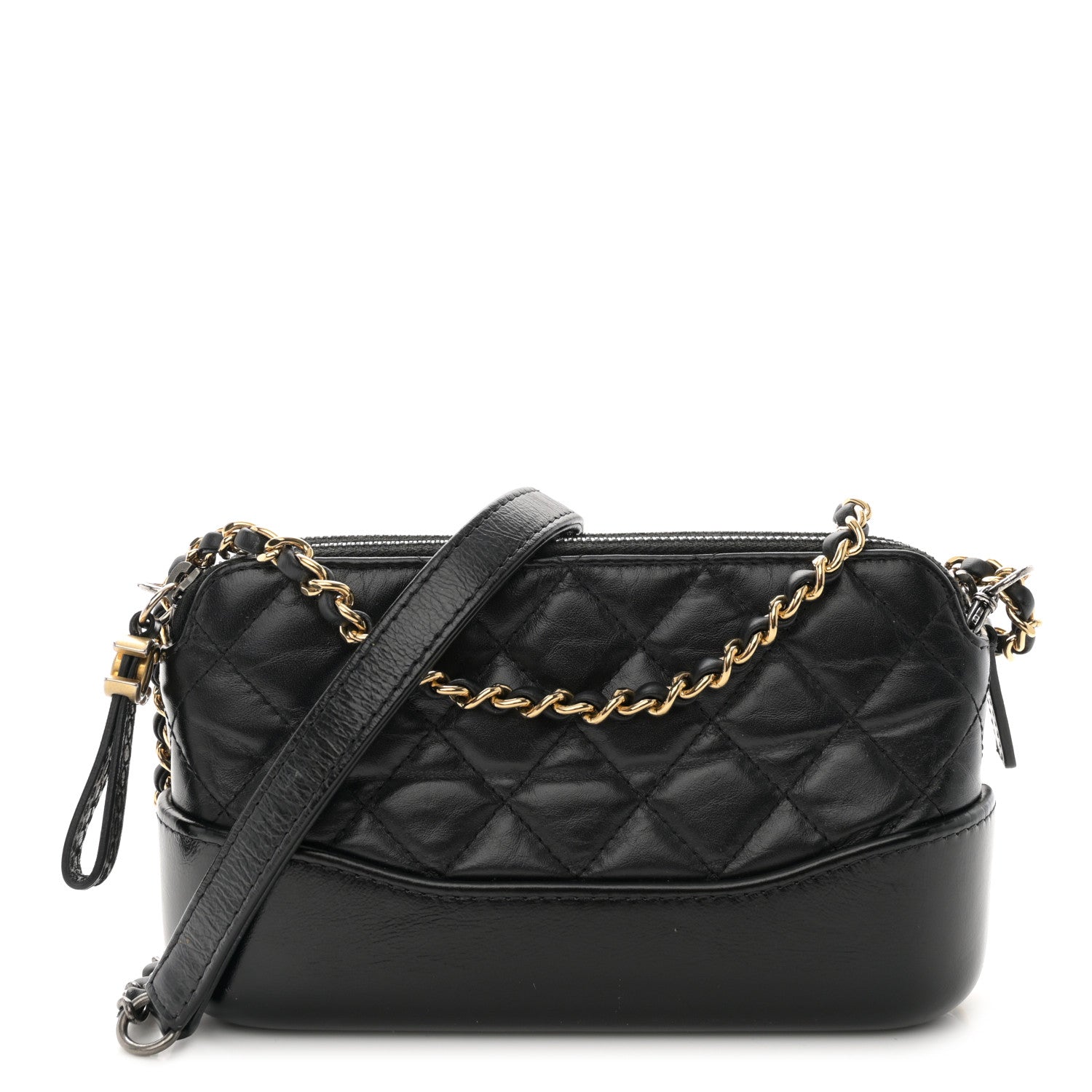 Chanel Aged Calfskin Quilted Small Gabrielle Clutch With Chain Black 1 of 15