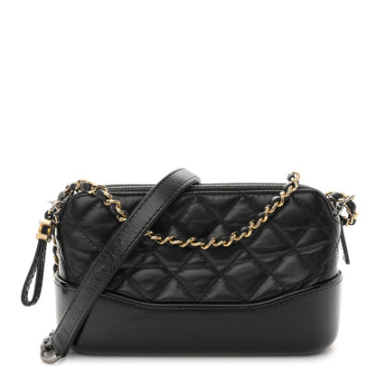 Chanel Aged Calfskin Quilted Small Gabrielle Clutch With Chain Black 1 of 15
