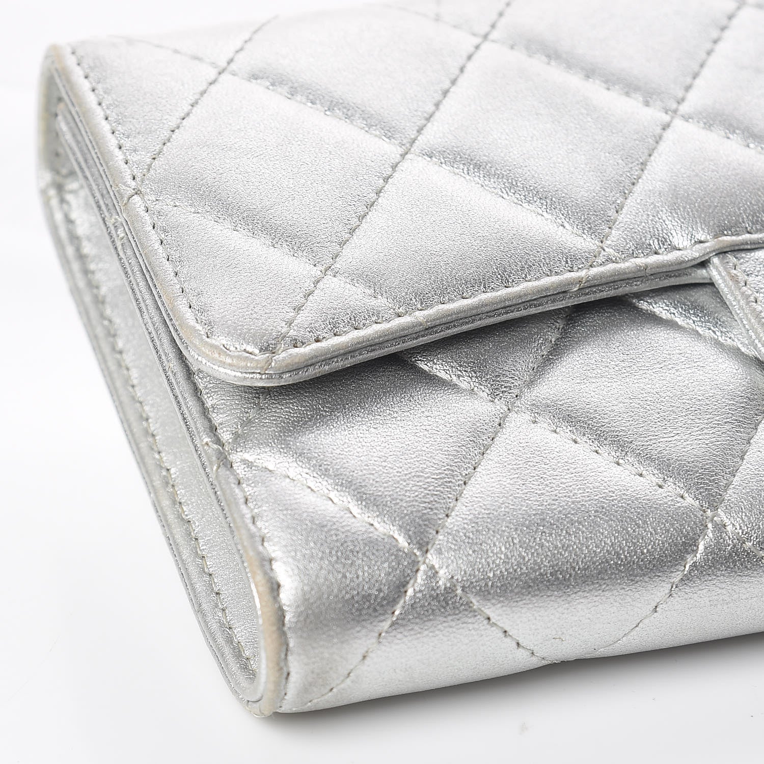 Chanel Metallic Lambskin Quilted Long Flap Wallet Silver 12 of 18