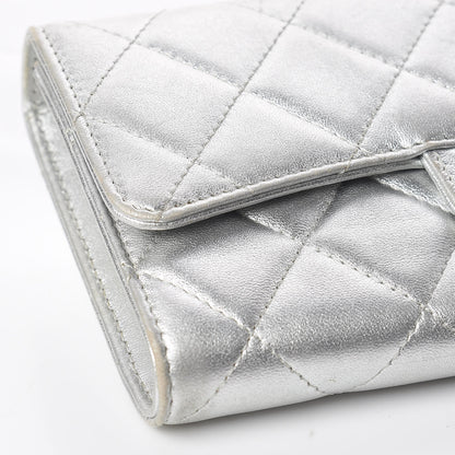 Chanel Metallic Lambskin Quilted Long Flap Wallet Silver 12 of 18