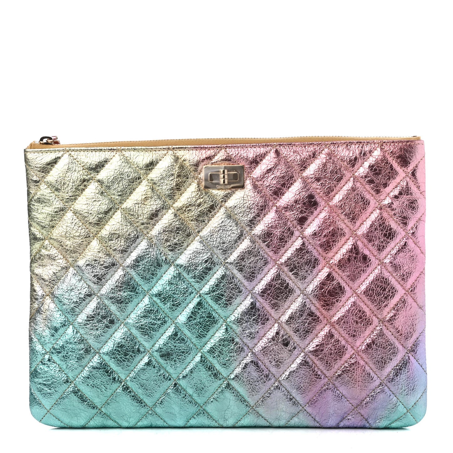 Metallic Goatskin Quilted Medium 2.55 Reissue Cosmetic Case Multicolor