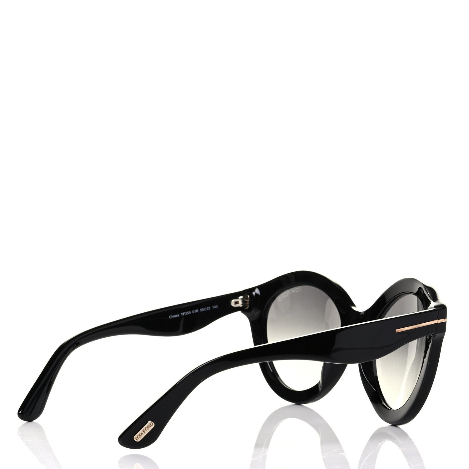 Tom Ford Acetate Chiara Round Sunglasses TF359 Black 4 of 5