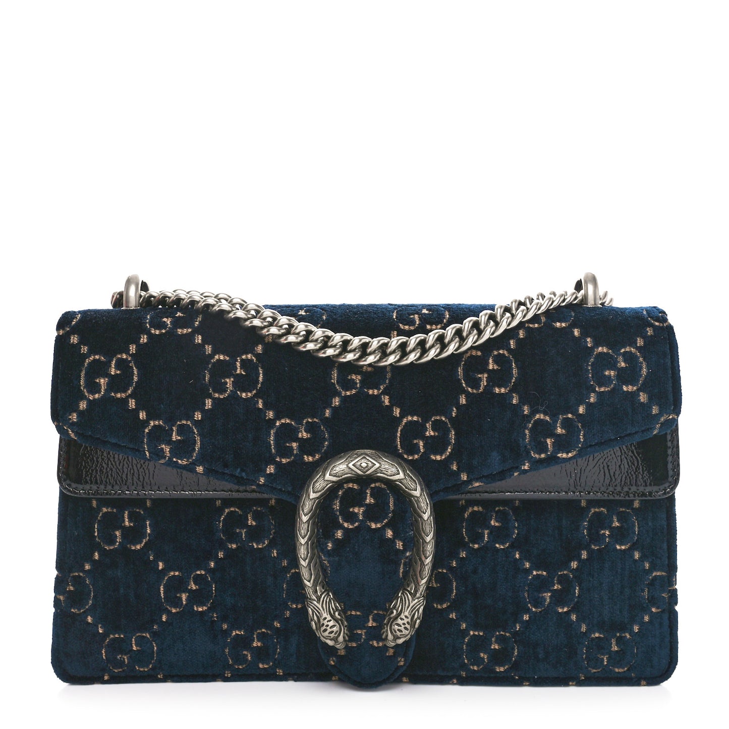 Velvet Skipper Crystal GG Monogram Small Dionysus Shoulder Bag Blue Beige Black