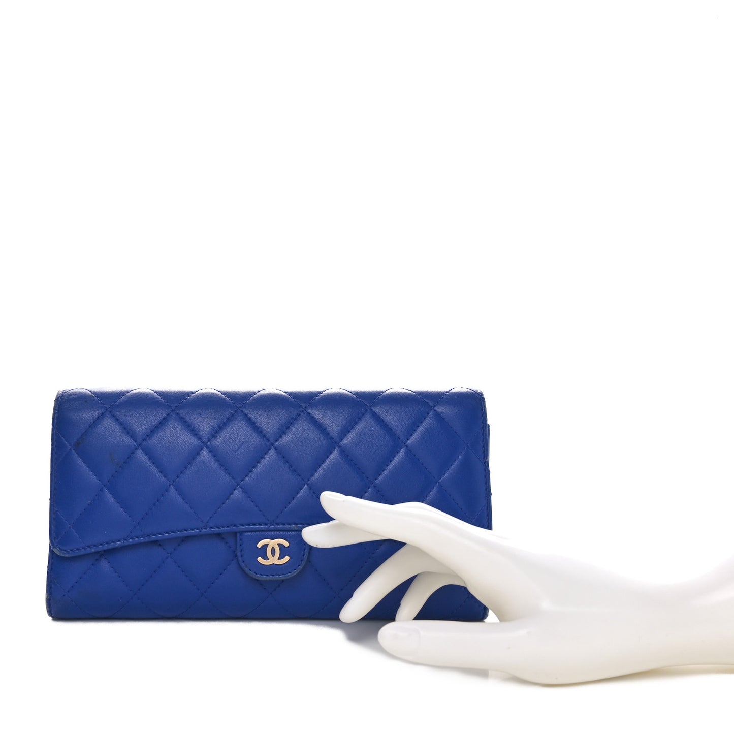 Lambskin Quilted Travel Wallet Royal Blue