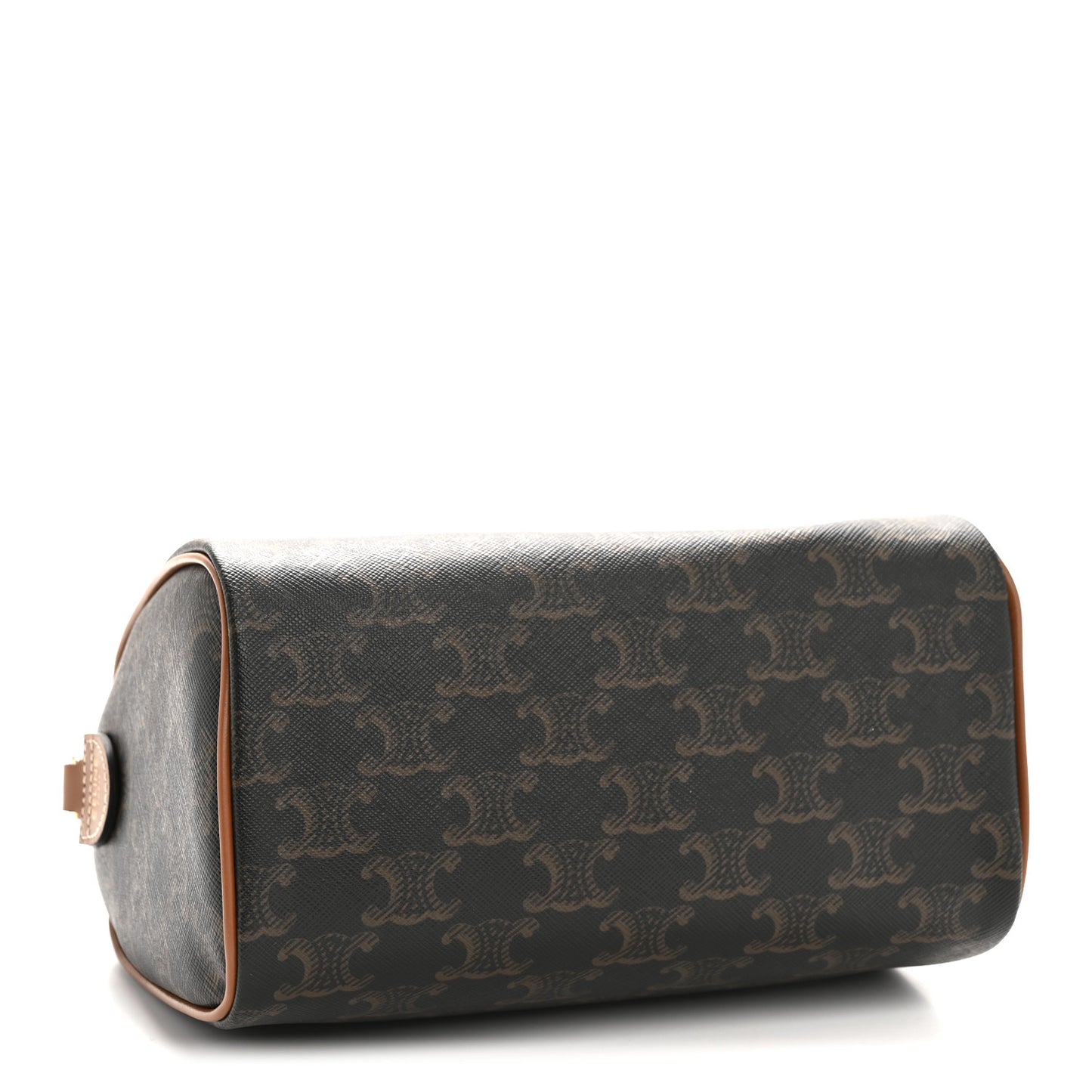 Triomphe Canvas Calfskin Small Boston Bag Tan