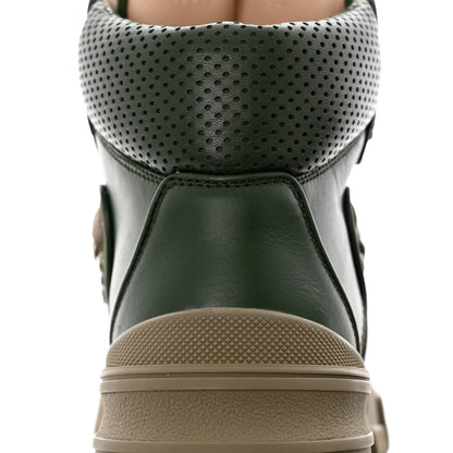 Gucci X SEGA Calfskin Suede Technical Canvas Womens Flashtrek High-Top Sneakers 39.5 Olive Green Ardesia 10 of 13
