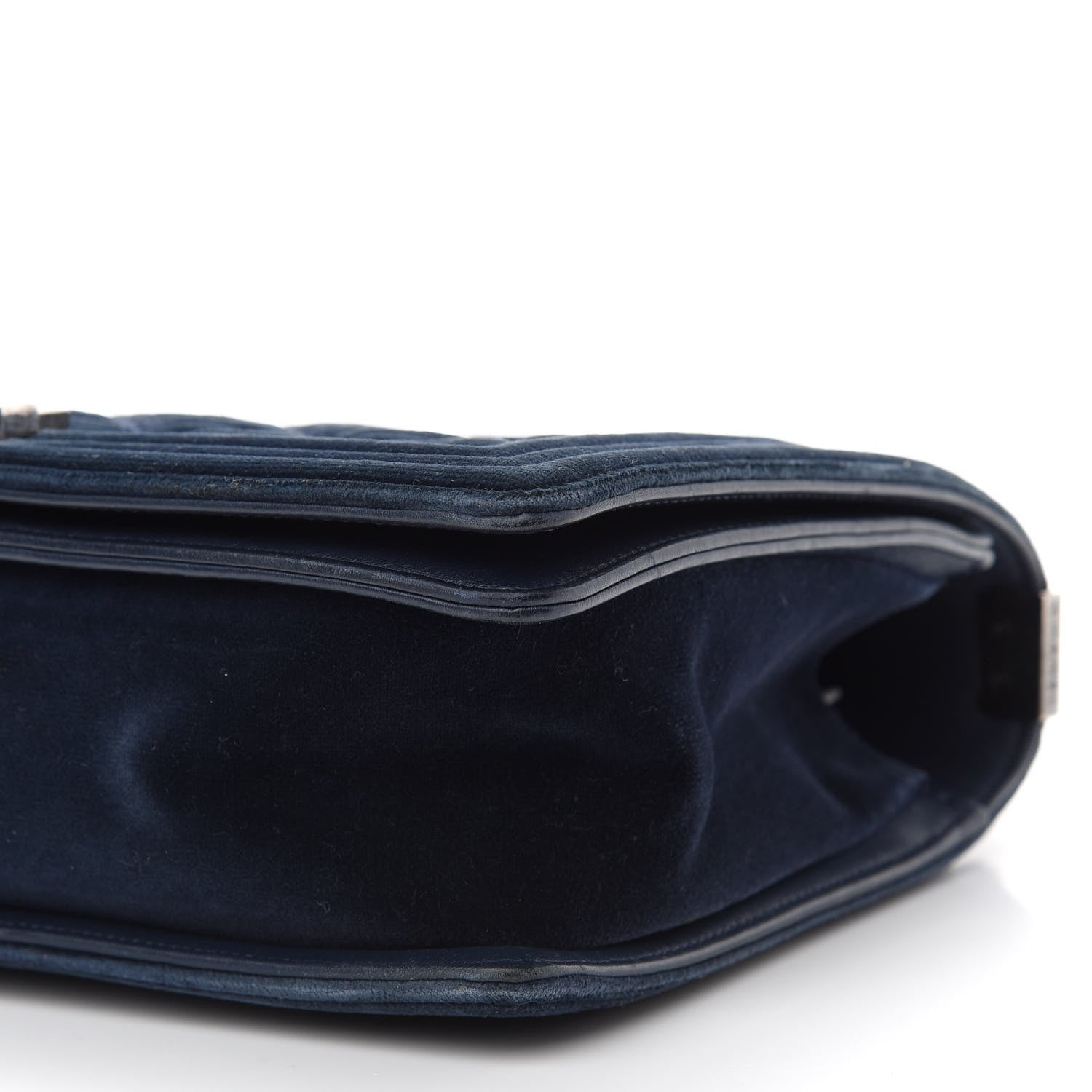 Chanel Velvet Tweed Quilted New Medium Boy Flap Dark Navy Blue 9 of 10