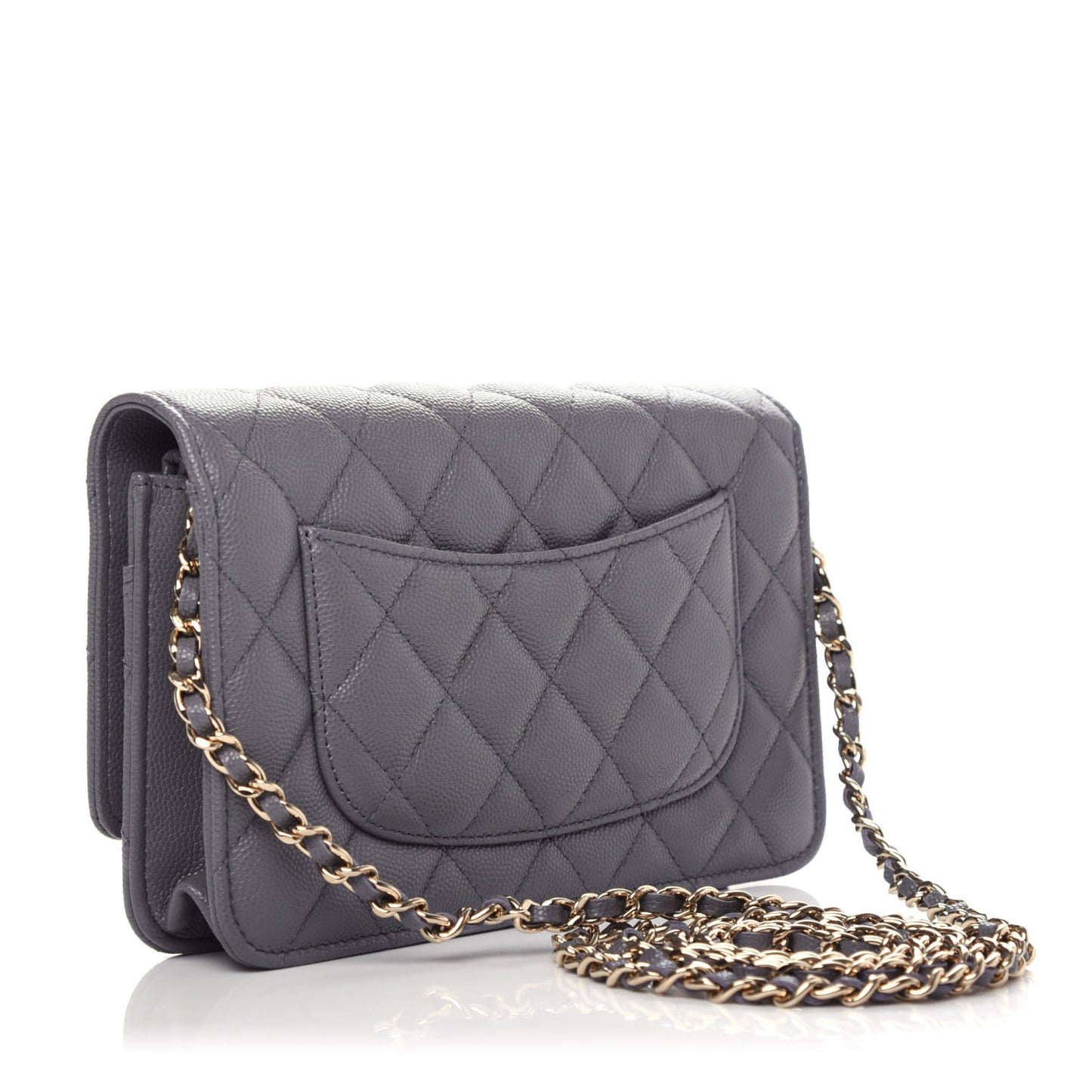 Caviar Quilted French New Wave Chain CC Wallet On Chain WOC Grey