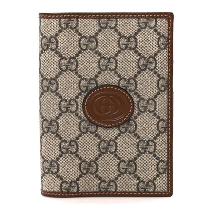 Gucci GG Supreme Monogram Azalea Calfskin Retro Interlocking G Passport Case Beige Red 1 of 11