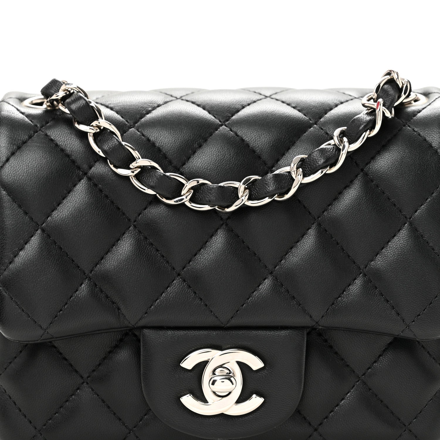 Chanel Lambskin Quilted Mini Square Flap Black 8 of 13