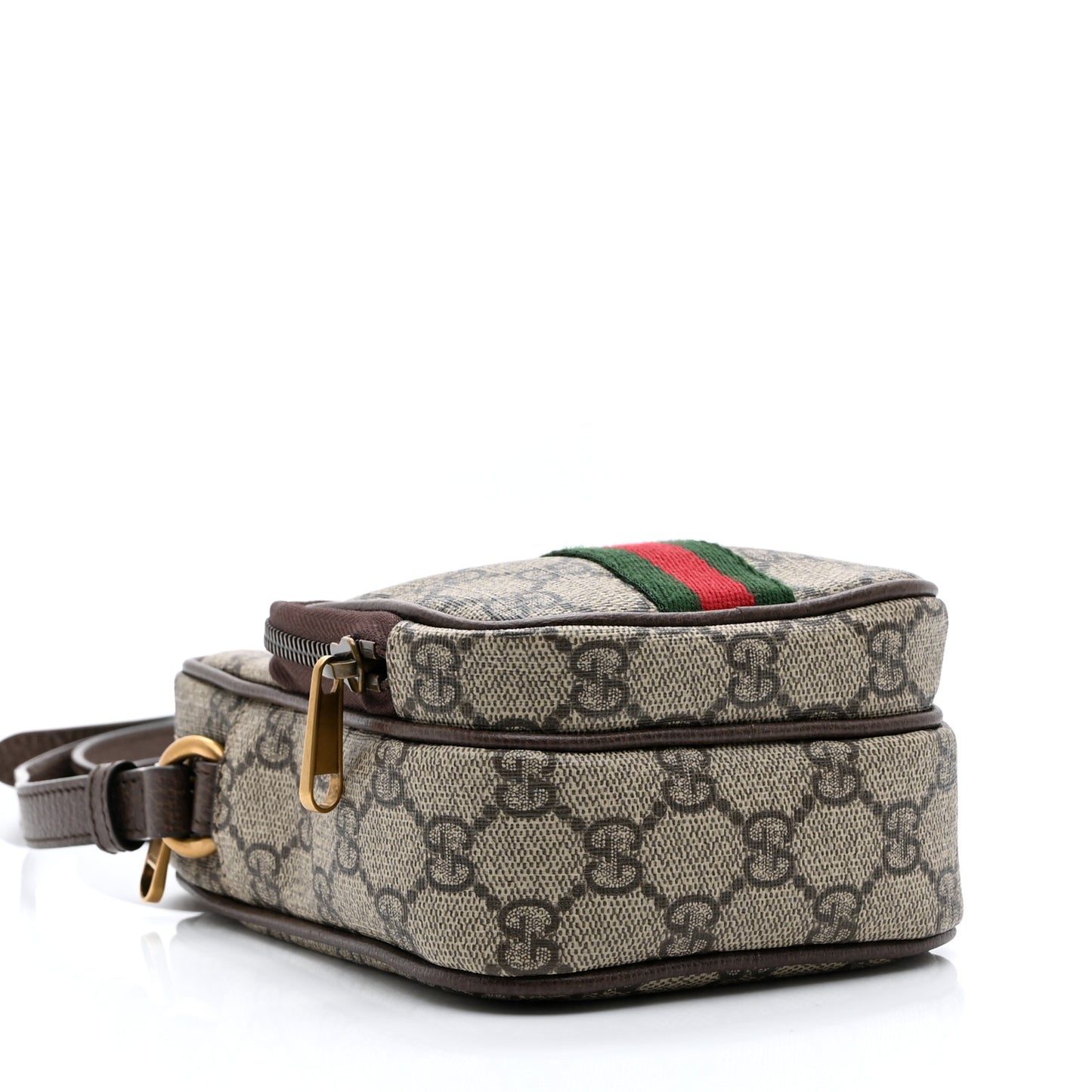 GG Supreme Monogram Web Mini Ophidia Double Zip Messenger Bag Beige New Acero