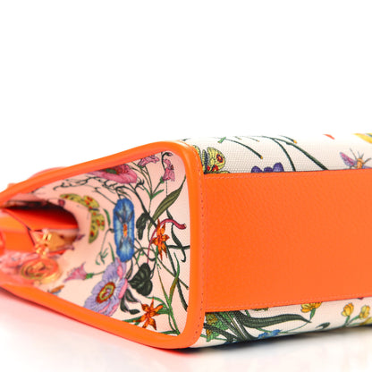Gucci Canvas Medium Flora Tote White Multicolor Orange Fluo 8 of 9