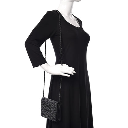Chanel Lambskin Camellia Crystal Wallet on Chain WOC Black 2 of 14