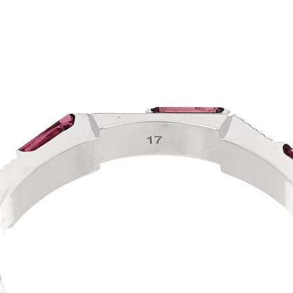 Gucci 18K White Gold Rubellite Narrow Link to Love Ring 57 8 6 of 6