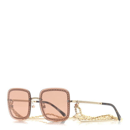 Chanel Metal Removable Chain Square Sunglasses 4244 Light Brown 1 of 6
