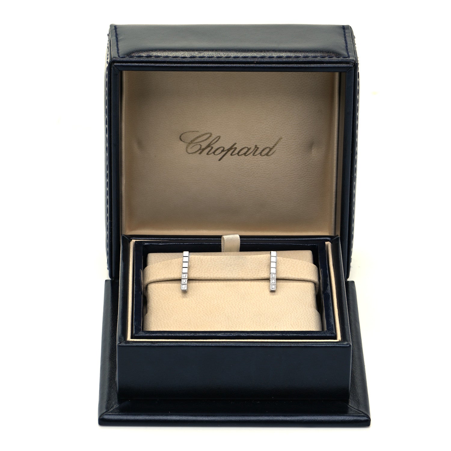 Chopard 18K White Gold Diamond Ice Cube Pure Stud Earrings 4 of 4