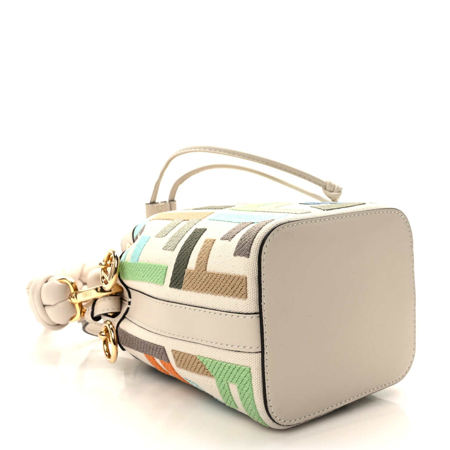 Canvas Vitello Grace F is Fendi FF Multicolor Embroidered Mini Mon Tresor Bucket Bag Grezzo Multicolor Latte
