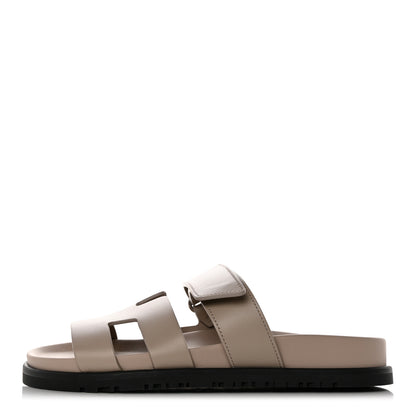 Hermes Calfskin Womens Chypre Sandals 35 Beige Mastic 1 of 9