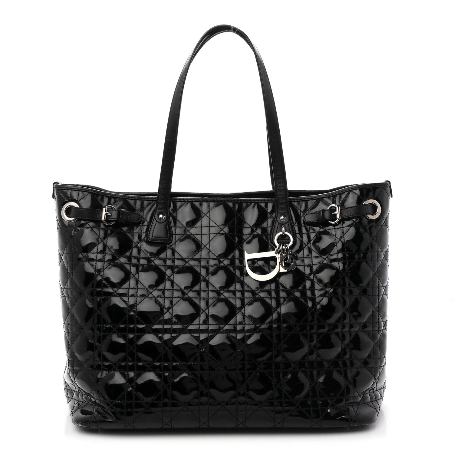 Christian Dior Patent Cannage Medium Panarea Tote Black 1 of 11