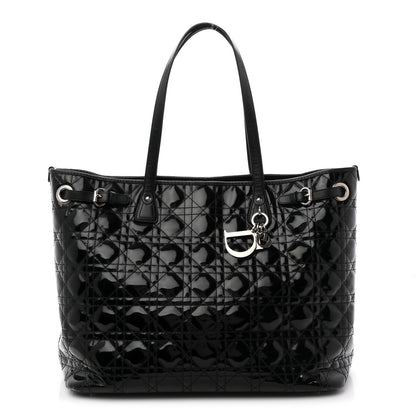 Christian Dior Patent Cannage Medium Panarea Tote Black 1 of 11