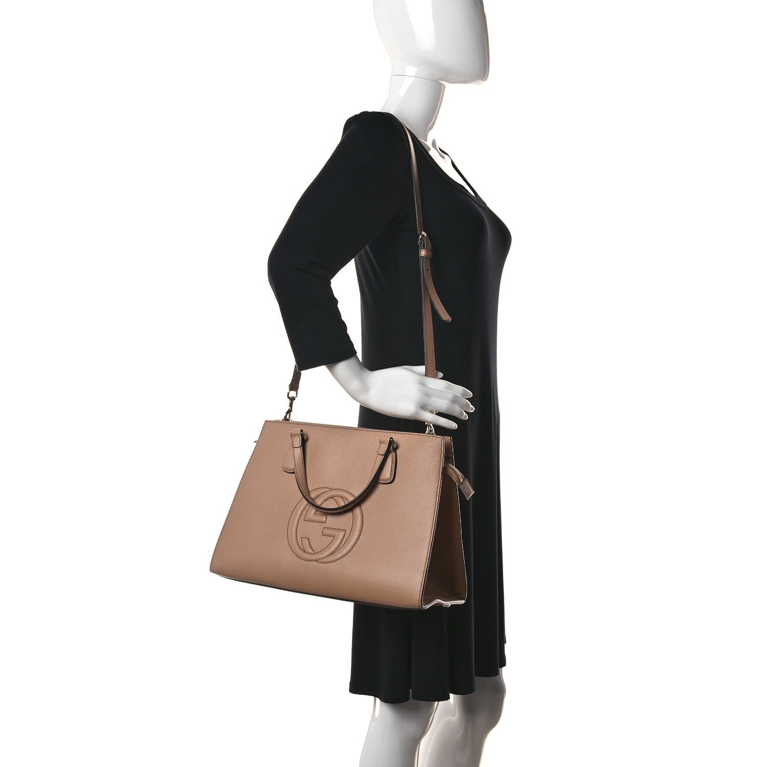 Gucci Dollar Calfskin Large Soho Top Handle Satchel Camelia 2 of 11