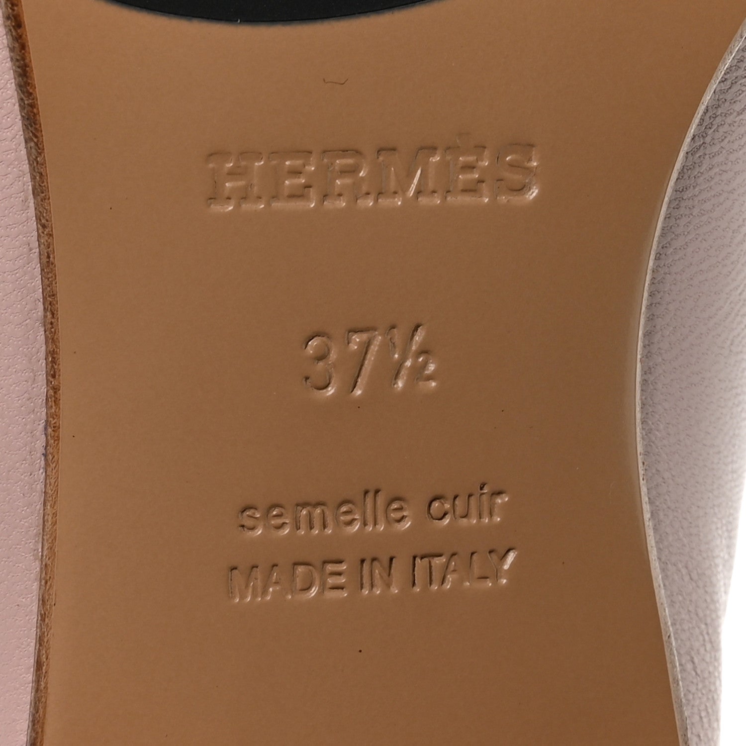 Hermes Goatskin Womens Royal Loafers 37.5 Rose Porcelain White 7 of 9
