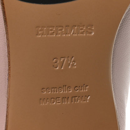 Hermes Goatskin Womens Royal Loafers 37.5 Rose Porcelain White 7 of 9