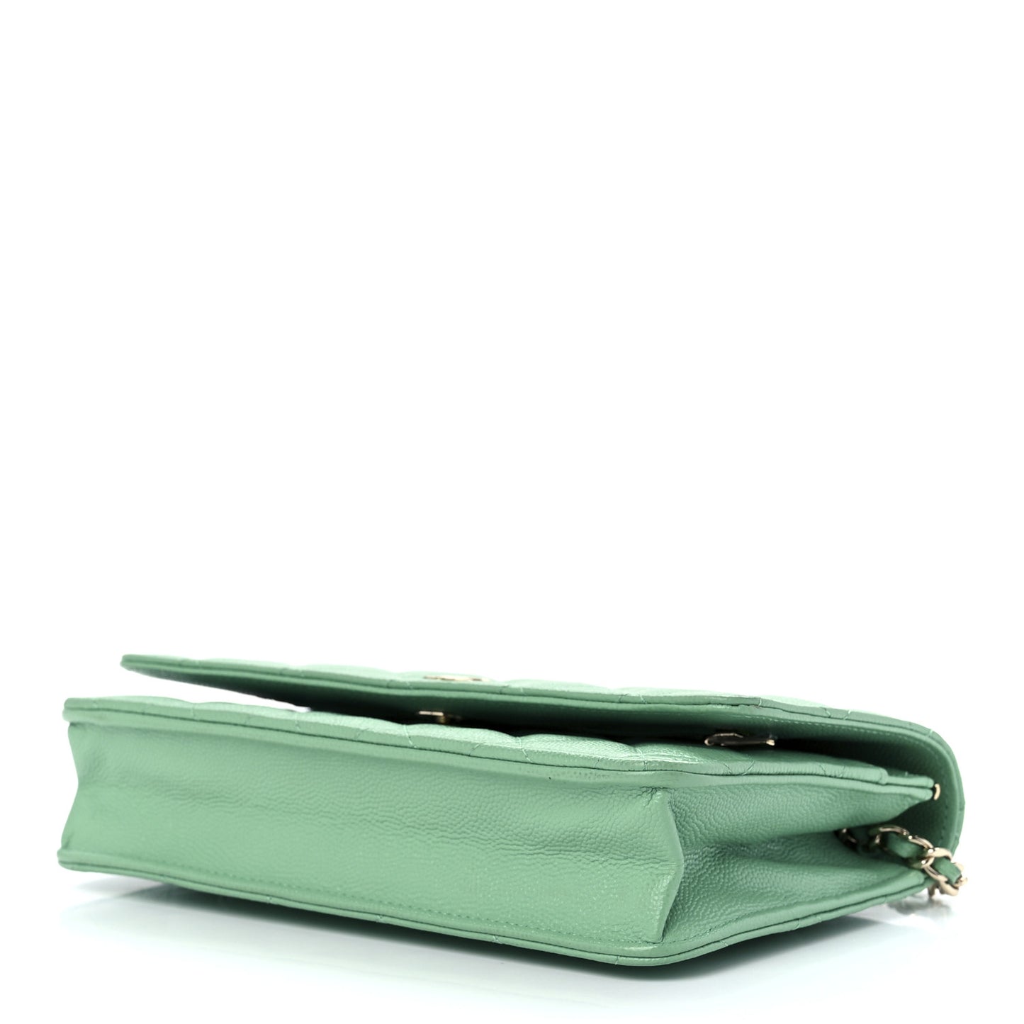 Caviar Quilted Wallet On Chain WOC Light Green