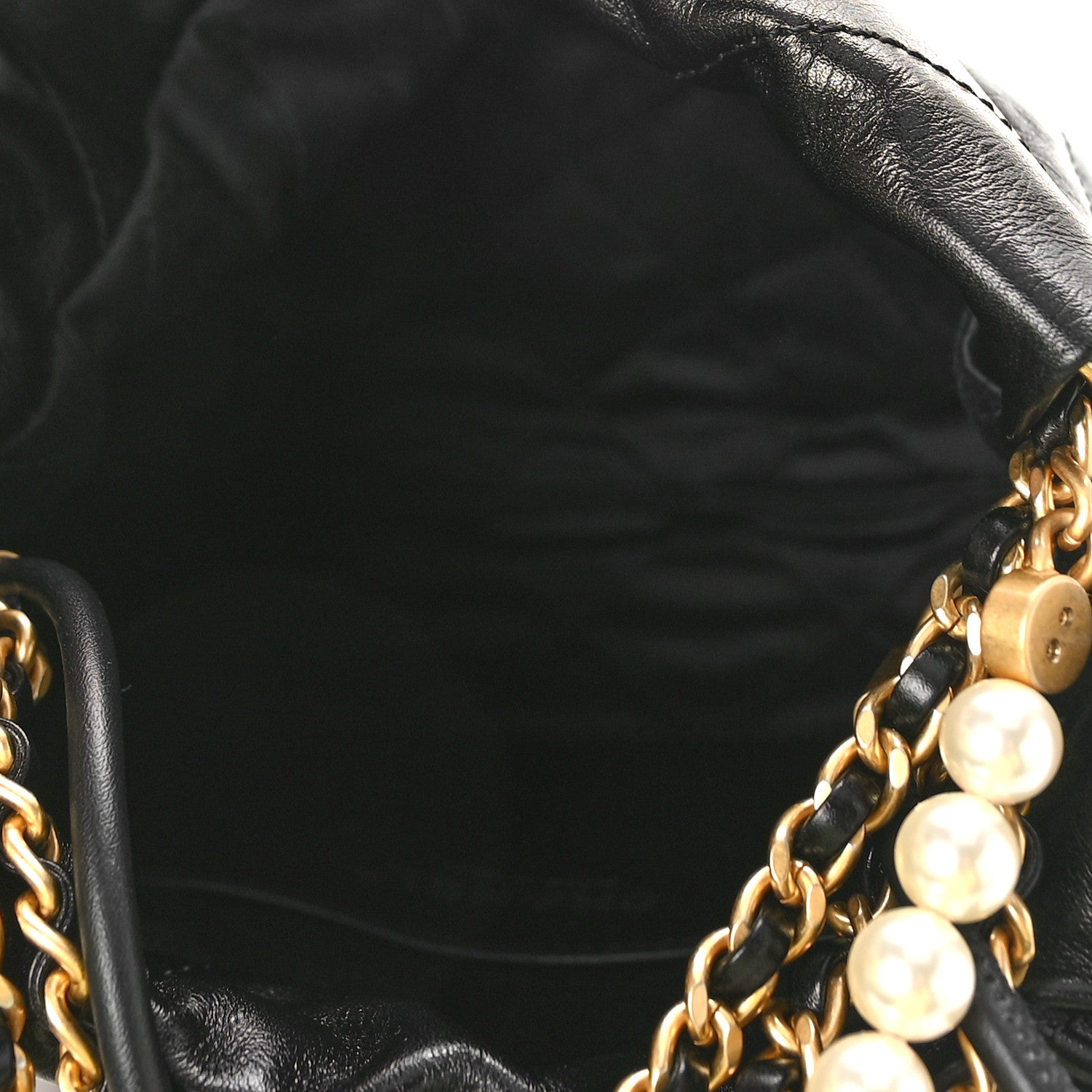 Chanel Shiny Crumpled Calfskin Quilted Pearl Mini Chanel 22 Black 5 of 9