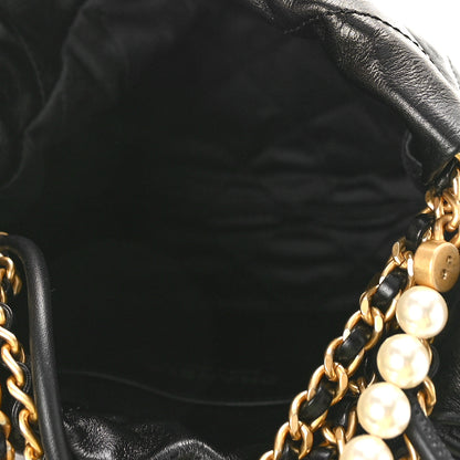 Chanel Shiny Crumpled Calfskin Quilted Pearl Mini Chanel 22 Black 5 of 9