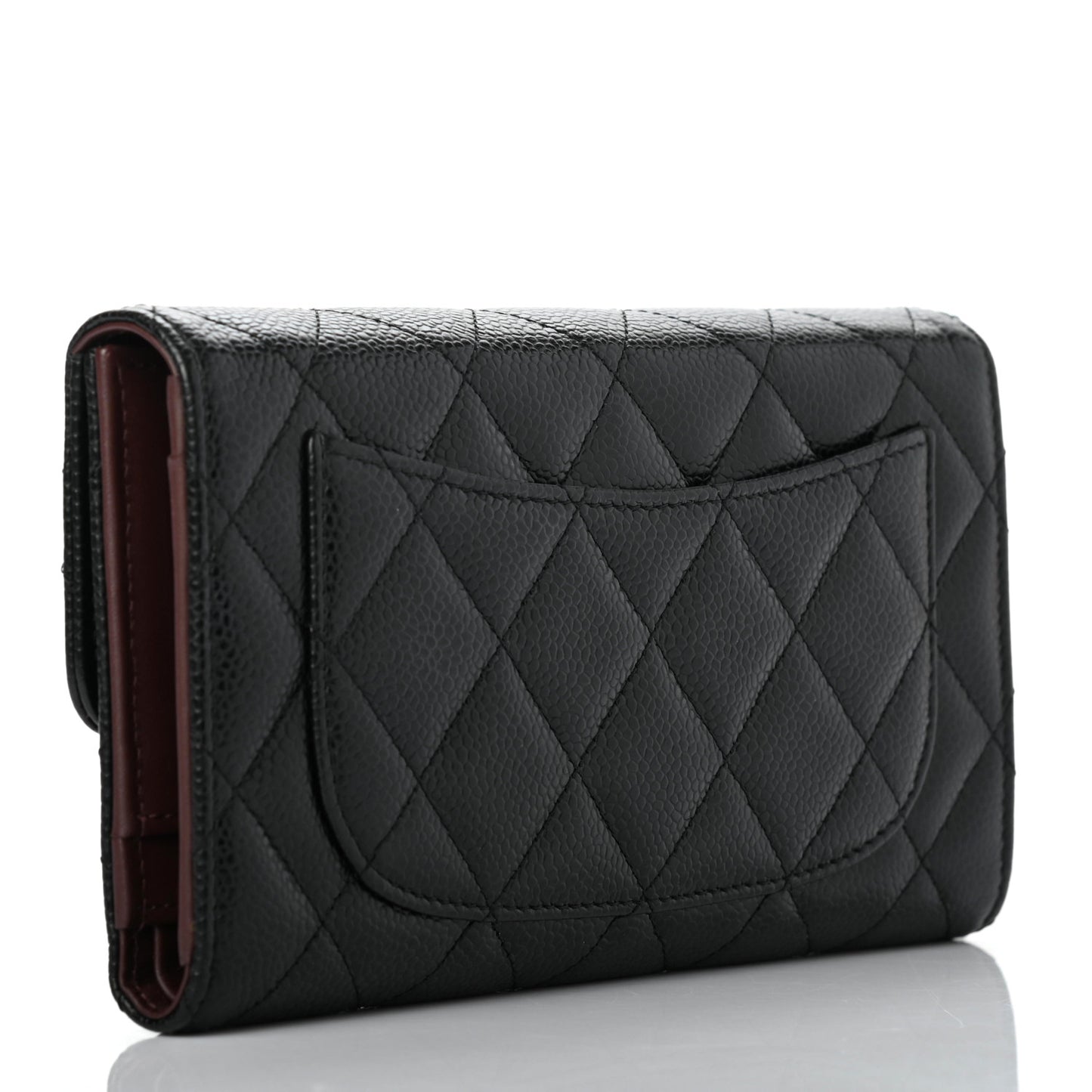 Caviar Quilted Large Flap Wallet Black