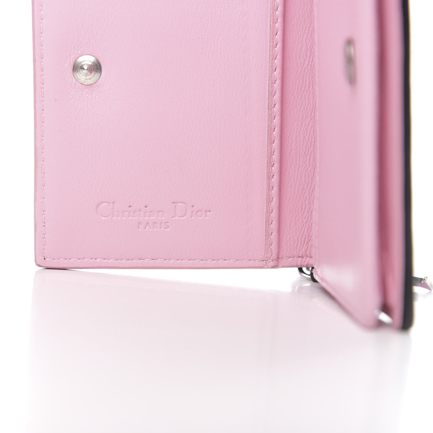 Christian Dior Lambskin Cannage Bi-Color Small Lady Dior Flap Card Holder Black Pink 6 of 8