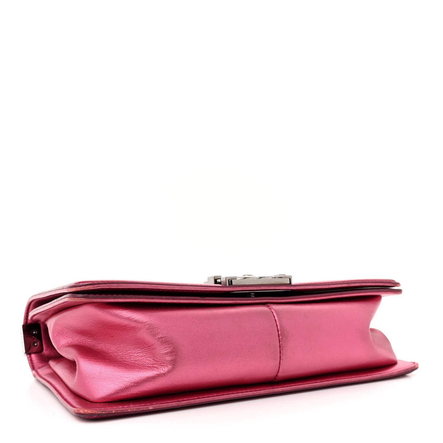 Metallic Patent Calfskin Quilted Medium Boy Flap Pink
