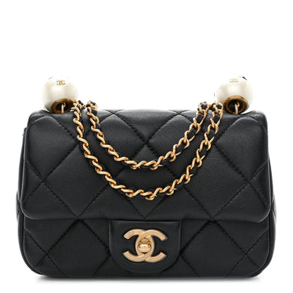 Chanel Lambskin Pearl Quilted Mini Flap Black 1 of 11