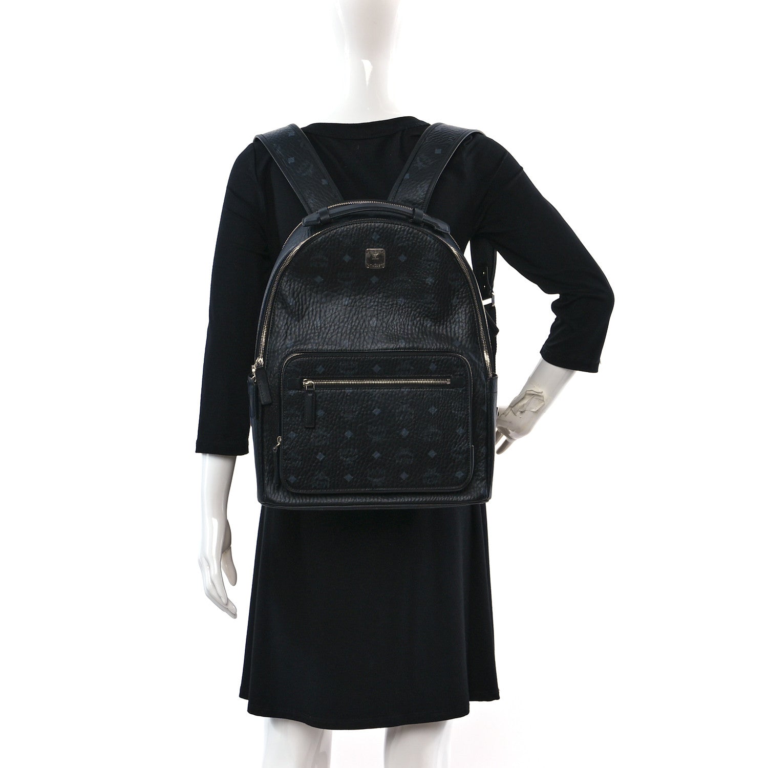 MCM Visetos Medium Stark Backpack Black 2 of 8