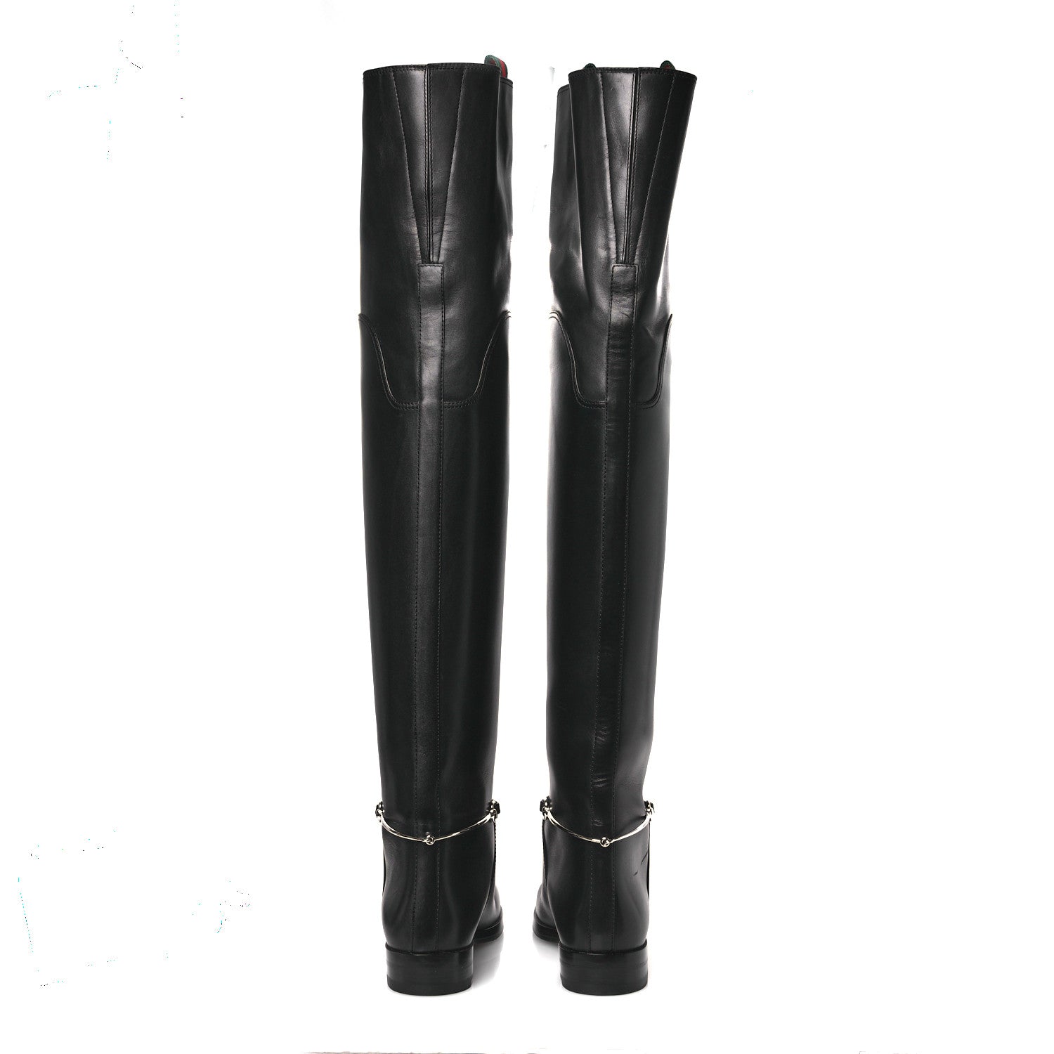 Gucci Calfskin Slim Horsebit Over The Knee High Boots 37 Black 6 of 13