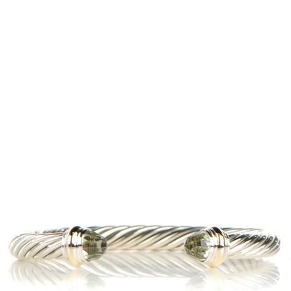 David Yurman Sterling Silver 14K Yellow Gold Prasiolite 7mm Cable Classics Bracelet 1 of 6