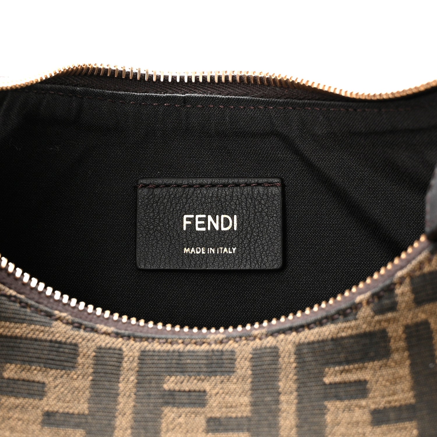 Fendi Fabric Jacquard Vitello Grace FF 1974 Small Fendigraphy Hobo Bag Tobacco Moro Ebano 6 of 13
