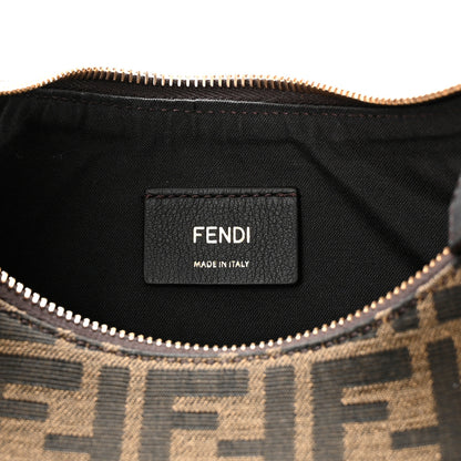 Fendi Fabric Jacquard Vitello Grace FF 1974 Small Fendigraphy Hobo Bag Tobacco Moro Ebano 6 of 13
