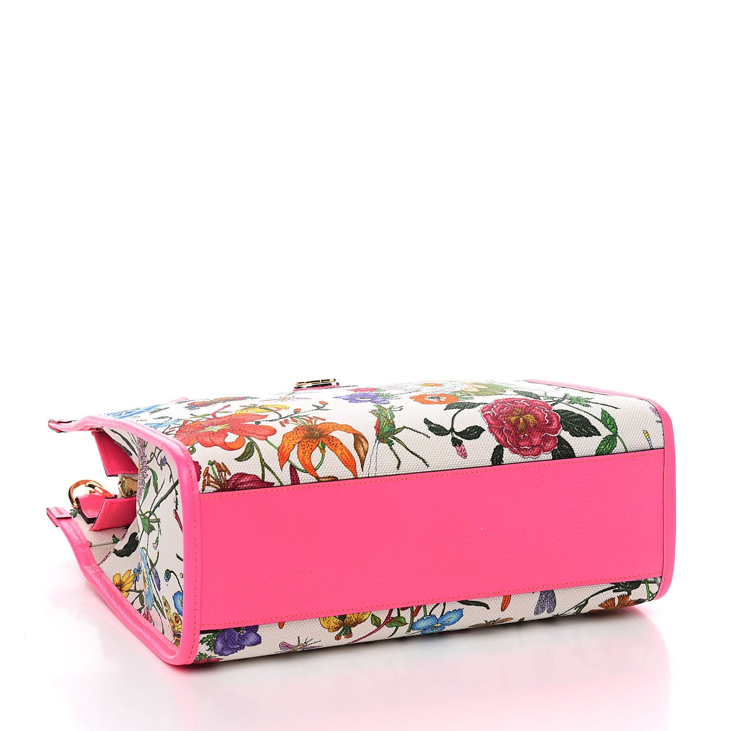 Gucci Canvas Medium Flora Tote Fuchsia 4 of 12
