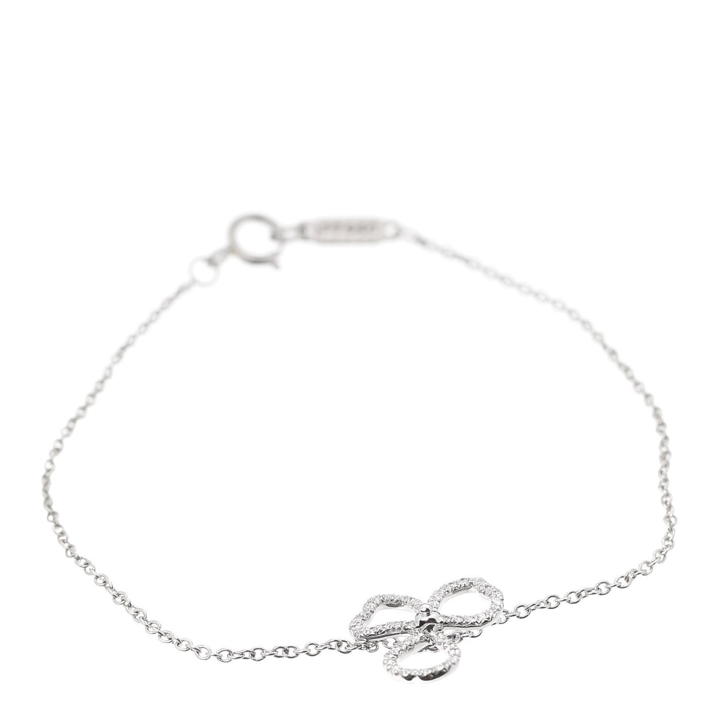 Platinum Diamond Paper Flowers Open Flower Bracelet